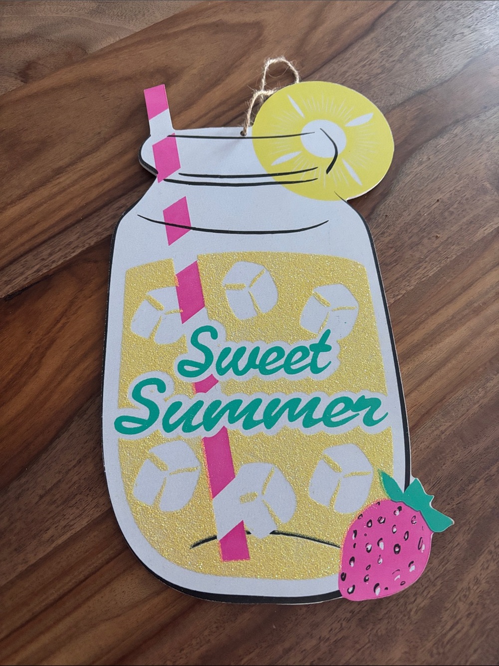 Hobby Lobby Sweet Summer Mason Jar Sign - Pink, Yellow, Teal